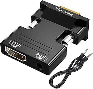 HDMI- till VGA-adapter med 3,5 mm ljudkabel, 1080P 60Hz HDMI- till VGA-omvandlare, HDMI-kvinna till VGA-man-adapter kompatibel med bärbar dator (HDMI) till TV-projektionsskärm (VGA)