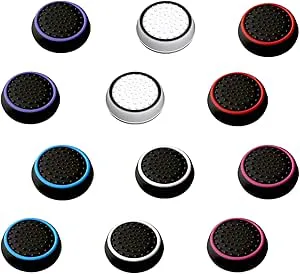 MatoSan Thumbstick silikonlock – kompatibla med PS5 och PS4-kontroller – greppfästen för exakt kontroll – halkfria pinnkepsar – speltillbehör (12 stycken Space San Collection)