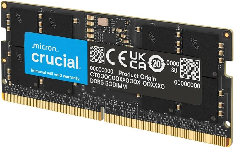 Crucial DDR5 RAM 32GB 4800MHz SODIMM, Minne för Bärbar Dator, Mini PC, Högpresterande RAM, CL40
