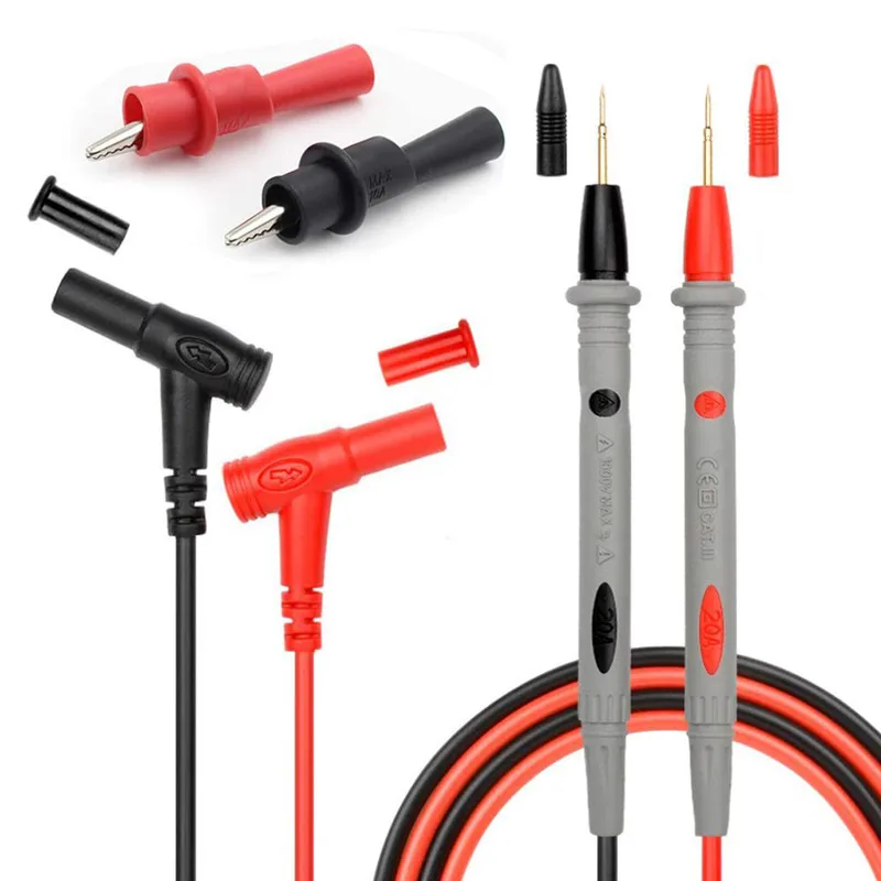 Greluma Multimeter Testkablar Kit Bananplugg med Push On Alligatorklämmor