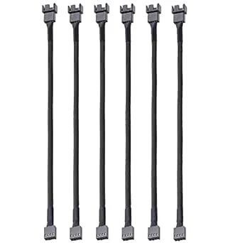 Gebildet 6st 4-stifts PWM Fläktförlängning Strömkabel Anslutningsfodral Hane till Hona för Dator(26cm)