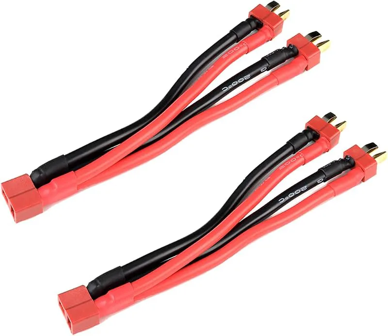 2-pack Deans T-kontakt parallelladapter 1-uttag till 2-hane kontaktadapter