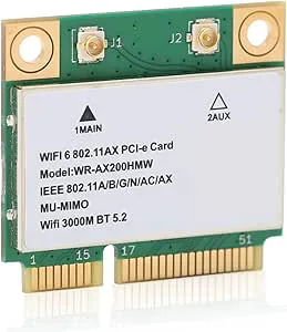 AX200HMW WiFi 6 Trådlöst Kort Dual Band 802.11 A/B/G/N/AC/AX Half Mini PCI-E WiFi-kort Nätverksadapter BT5.2 för PC, Bärbara Datorer, Endast för WIN10 (64bit)