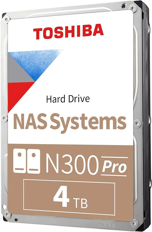 Toshiba N300 PRO 4 TB stor företagsnAS (upp till 24 fack) 3,5-tums intern hårddisk – upp till 300 TB/år arbetsbelastningshastighet CMR SATA 6 GB/s 7200 RPM 256 MB cache – HDWG440XZSTB