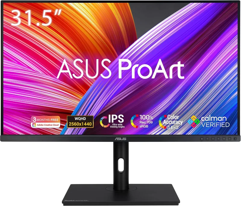 ASUS ProArt PA328QV – 31,5 tum WQHD professionell skärm – 16:9 IPS, 2560x1440 – ergonomisk, pivot, Calman, hög färgåterg
