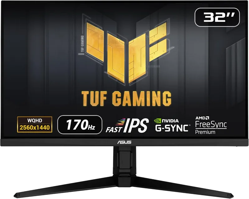 ASUS TUF Gaming VG32AQL1A – 31,5 tums WQHD-skärm – 170 Hz, 1 ms GtG, FreeSync Premium & G-Sync-kompatibel, DisplayHDR 400 – Fast IPS-panel, 16:9, 2560 x 1440, DisplayPort, HDMI, USB, ergonomisk