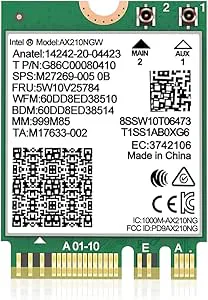 WiFi 6E trådlöst kort Intel AX210 NGW Bluetooth 5.2 Tri-band 5400 Mbps nätverksadapter för bärbar dator stöd Windows 10/11 (64-bitars) M.2/NGFF