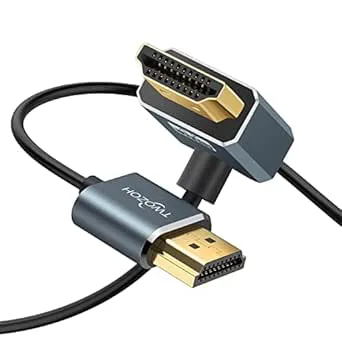 Twozoh Flexibel HDMI till HDMI-kabel nedåtvinklad 90° 2M, ultratunn och smal HDMI-sladd stöder 3D/4K@60Hz