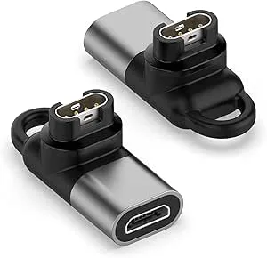 Adapter för Micro USB till kontakt för Garmin Fenix 7X 6 X 5 instinct2 venu sq 2s vivoactive 4s Forerunner 245 645 935 945 laddningssats ersättning laddare (2 stycken)