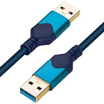 USB 3.0 hane till hane-kabel, USB A till USB A höghastighets-datakabel kompatibel med hårddisk/laptopkylare/set-topbox/DVD-spelare/TV/kamera med mera