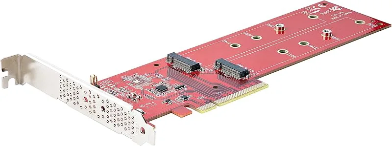 StarTech. com M.2 PCIe-adapter – x8/x16 till dubbel NVMe eller AHCI PCI Express 4.0 SSD, 7,8 Gbps/disk, nödvändig förgrening, Win/Linux-kompatibelt du