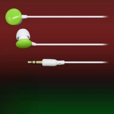 Grön runda Shape Vit kabel in-the-Ear Headphonehörluren
