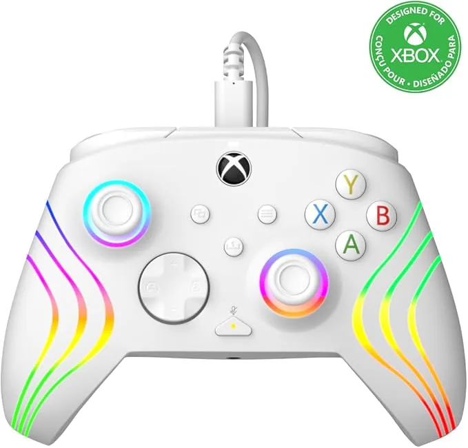 PDP AFTERGLOW XBX WAVE WIRED Controller WHITE for Xbox Series X|S, Xbox One, Officially Licensed, Vit