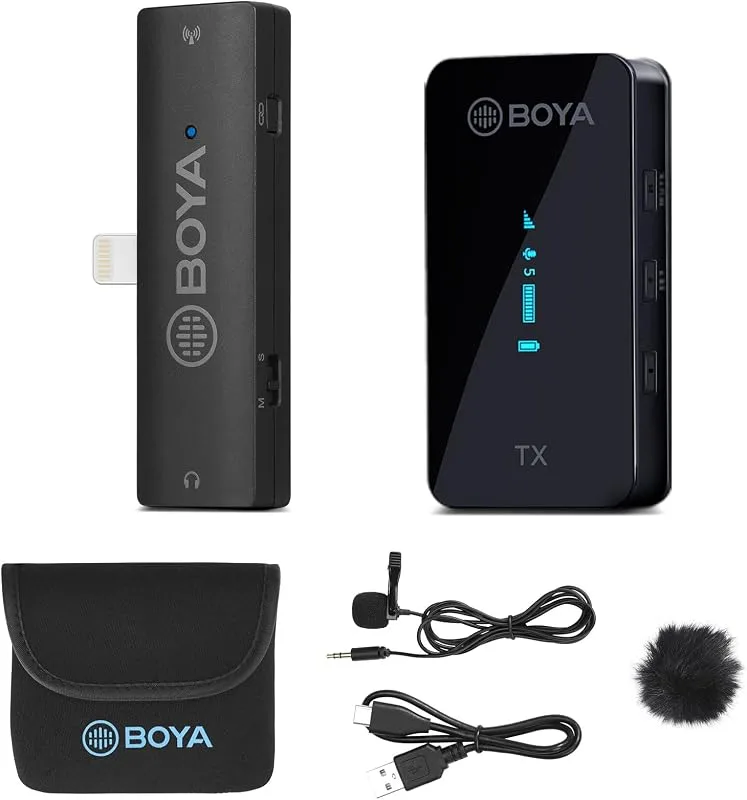 BOYA S3 trådlöst lavaliermikrofonsystem, dubbel, 2,4 GHz