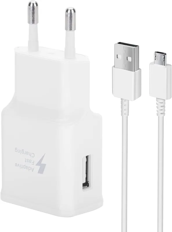Laddare för Samsung Snabbladdare USB Strömförsörjning med Micro USB Snabbladdningskabel 1,5M Kompatibel med Samsung Galaxy S7 S7 Edge S6 S5 S4 S3 S2 N