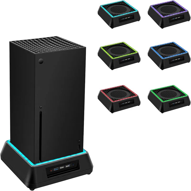 uppgraderat fläktställ för Xbox Series X, kylarställ med RGB LED, 4 stora & turbo fläktar, USB 3.0 & 2.0 portar & 3 hastighetsjusterbart kylsystem för Xbox Series X