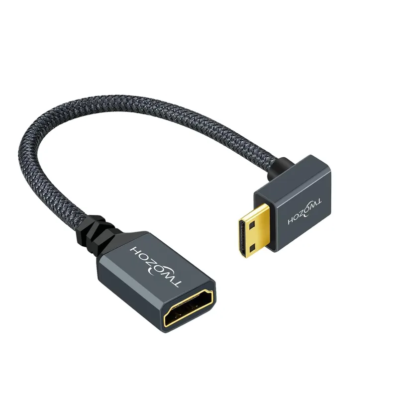 Twozoh Uppvinklad Mini HDMI till HDMI Adapterkabel 0,2M