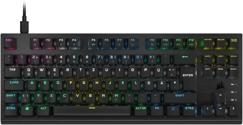Corsair K60 PRO TKL RGB Tenkeyless optiskt mekaniskt kabelbundet speltangentbord – OPX linjära brytare – polykarbonattangenter – iCUE-kompatibel – QWERTZ DE – PC, Mac, Xbox – svart