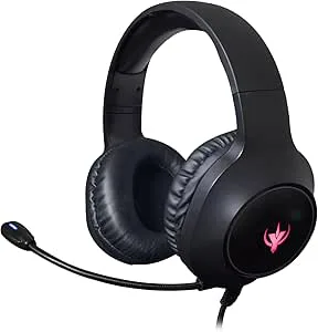 SPYCO Impulse HE-121, gaminghörlurar, 50 mm ljuddrivenhet, USB 3,5 mm ljuduttag, rundstrålande mikrofon, RGB-logo, lätta, för PC/Mac/Xbox One/PS4/Nintendo ‎Switch