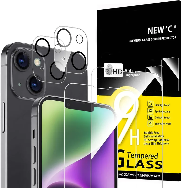 NEW'C Set med 4, 2 x Skärmskydd för iPhone 14