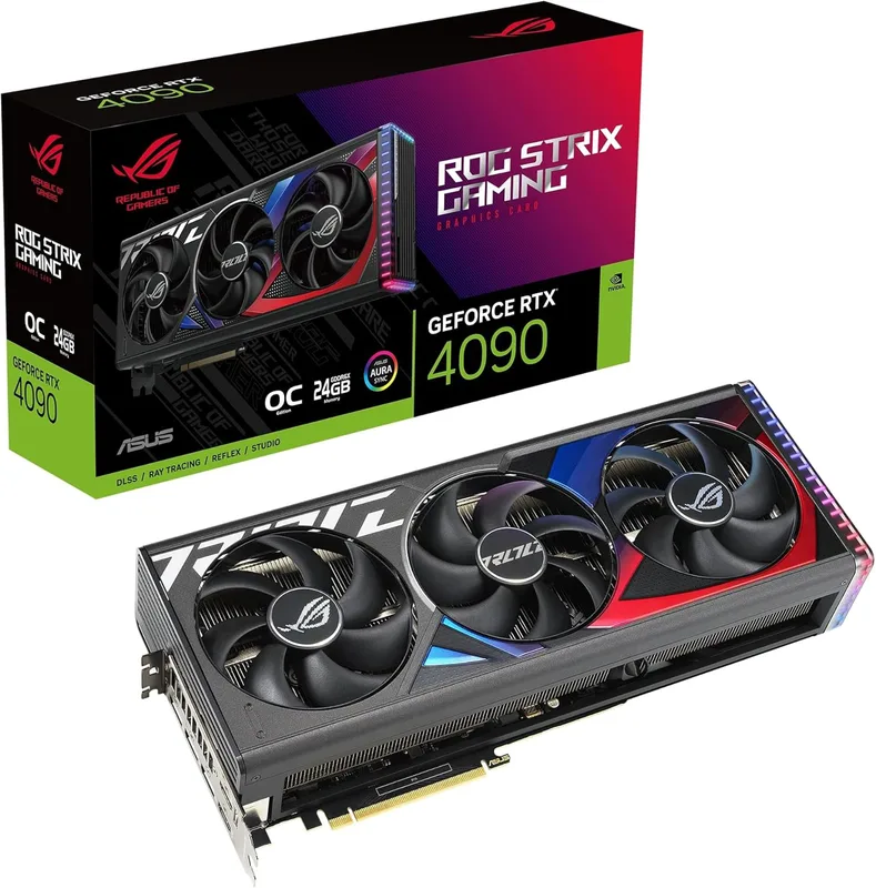 ASUS ROG Strix GeForce RTX 4090 24GB OC Edition 90YV0ID0-M0NA00 Spelgrafikkort, Svart, 24 GB