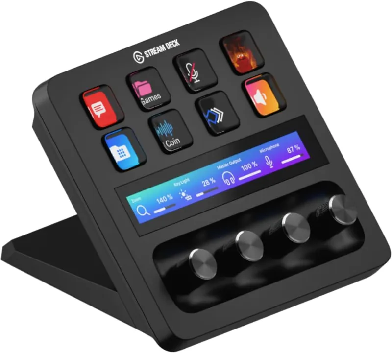 Elgato Stream Deck +, ljudmixer, levande produktion och studioreglage för innehållsskapare, strömning, spel, med anpassningsbar touchremsa vridreglage och LCD-tangenter, fungerar Mac och PC