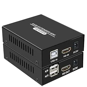 60 m HDMI KVM-förlängare över Cat5e Cat6 1080P HDMI USB KVM förlängare, överföring med loop-out-stöd USB-tangentbord musförlängning