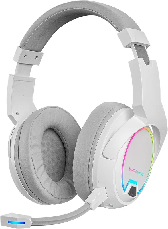 Mars Gaming MHW-100 vitt, trådlöst headset ARGB Flow