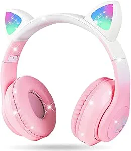 AXFEE Bluetooth LED upplysta kattöron hörlurar