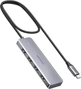 UGREEN USB C Hub med 4 portar USB 3.0 Adapter OTG USB Typ C Hub Splitter kompatibel med MacBook, iPad Air/Pro, Surface Pro/Go, Galaxy S23/S22, Galaxy Tab S8/S7 och fler enheter (60cm)