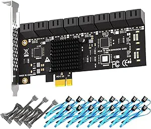 GLOTRENDS SA3116-C 16-portars PCIe X1 SATA-expansionskort