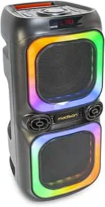 MADISON MAD-NASH60 batteri aktiv högtalare box 600 W LED bluetooth USB micro-SD och mikrofoner batteridriven festbox