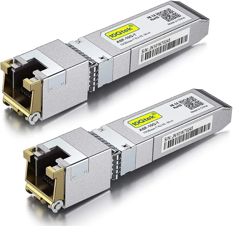 10Gtek [2-pack] HPP, HP Aruba-kompatibel 10 Gb SFP+ RJ45-modul, koppar 10GBase-T Transceiver, upp till 30 meter