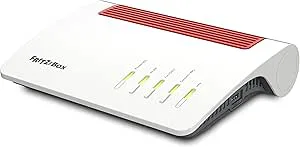 AVM Fritz! Box 7590 AX AT/CH (DSL/VDSL WLAN-router med WiFi 6, 2400 Mbit/s (5 GHz) och 1200 Mbit/s (2,4 GHz), VDSL-supervectoring 35b, Mesh, DECT-bas, lämplig för Österrike/Schweiz)
