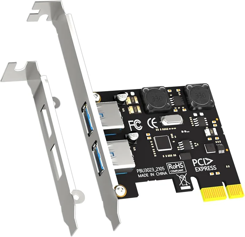 GLOTRENDS U3023 2-portars PCIe USB A Expansionskort (USB 3.2 Gen 1), Kompatibel med Windows och Linux (Stöder inte Mac O