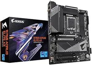 Gigabyte B760 AORUS ELITE AX moderkort – stöder Intel Core 14:e generationens processorer, 12+1+1 faser VRM, upp till 7800MHz DDR5 (OC), 1xPCIe 4.0 + 2xPCIe 3.0 M.2, Wi-Fi 6E, 2.5GbE LAN, USB 3.2 Gen