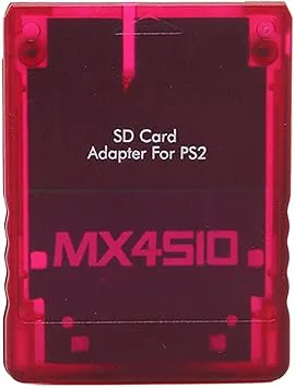 VBESTLIFE SD-kortadapter för PS2, MX4SIO SIO2SD Minneskortadapter Ersättning för PS2 FAT-konsol (Transparent Röd)