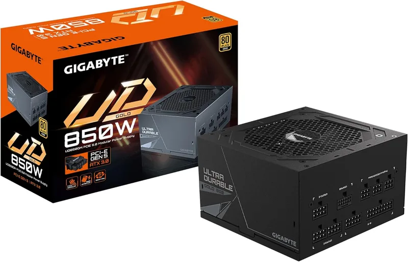 Gigabyte 850W 80+ Plus guld helt modulär ATX-strömförsörjning (GP-UD850GM PG5)