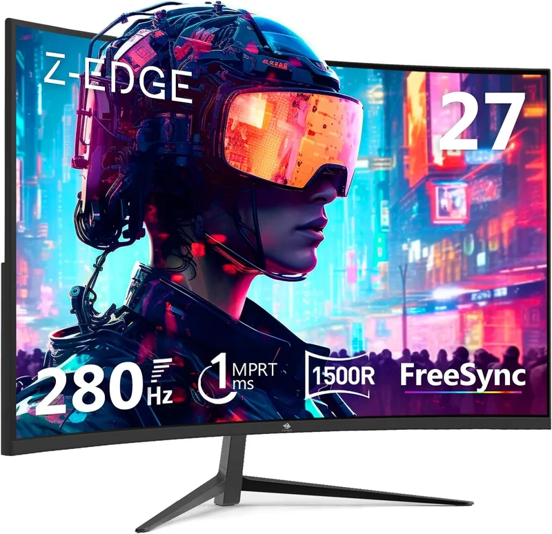 Z-Edge Gaming Monitor Curvo 27'' 240 Hz, 1 ms MPRT, LED-skärm 16:9, ljusstyrka 350 cd/m², Ultra tunn ram, FreeSync, HDMI 2.0 & DisplayPort 1.2, Inbyggda högtalare