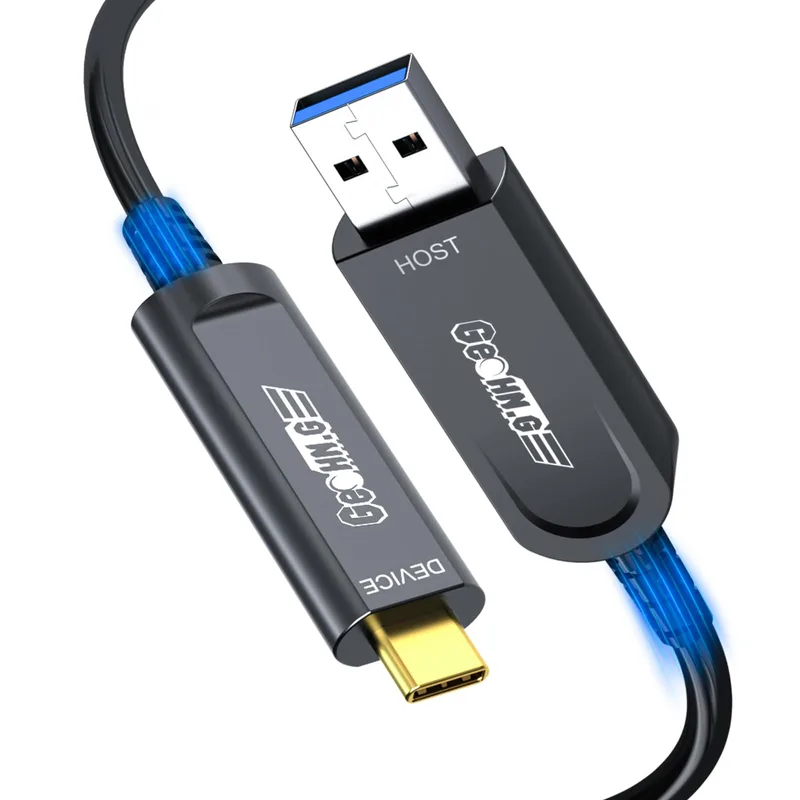 Glasfiber, USB A till USB C-kabel, 10 m, 10 Gbps