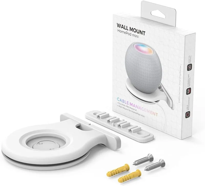 Aokicase Compatible with Apple HomePod Mini Holder Wall Mount Stand Mount Accessories with Integrated Cable Management, Speaker Accessory Rack PT149 (Apple HomePod Mini, White) 1 Piece