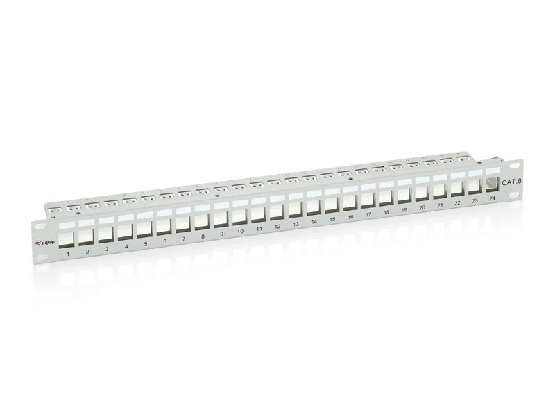 Equip Patchpanel 24 x RJ45 Cat6 19 tum 1HE Keystone RAL 7035