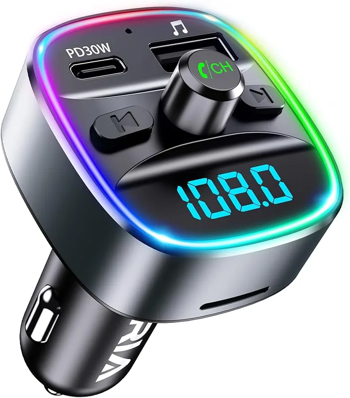 ORIA Bluetooth 5.3 FM-sändare, [Uppgraderad] Trådlös radiosändare bil