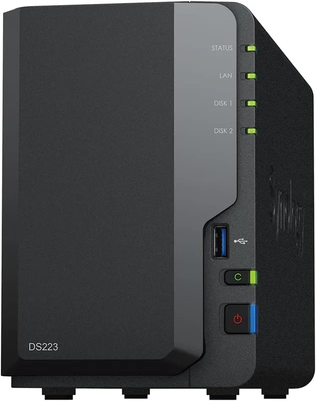 Synology DS223 NAS 2-bay-diskstation (Realtek RTD1619B fyrkärnig 2 GB ram, 1 x RJ-45 1 GbE LAN-port) 12 TB paket med 2 x 6 TB Seagate IronWolf NAS HDDs