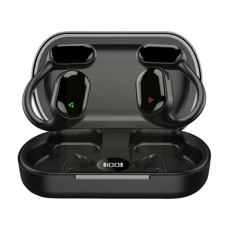 Panlouting Bluetooth 5.3-hörlurar med öppet öra och aktiv brusreducering, svarta