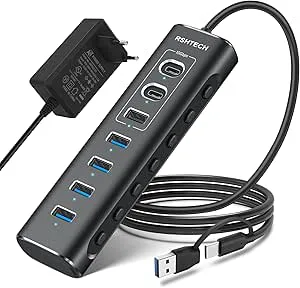 RSHTECH USB C-hub aktiv med strömförsörjning