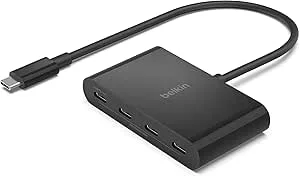 Belkin CONNECT USB-C Till 4-Portars Hubb, Multiportadapter-Dongel Med USB-C 3.2 Gen2-Portar, 100 W PD, 10 Gbit/s Dataöverföring För MacBook, iPad, Chromebook, PC