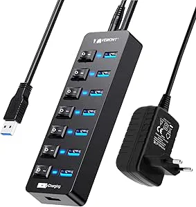 VEMONT USB-hubb aktiv 3.0 med strömförsörjning