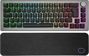 Cooler Master CK721 mekaniskt speltangentbord – tangentbord med 65% layout, brytarbrun, RGB-belysning, hybridtrådlös teknik, precisionshjul – rymdgrå, DE – QWERTZ