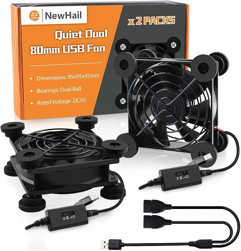 2 st 80 mm mini USB-fläkt datorfläkt multihastighetskontroll